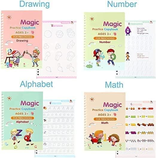 Magic Practice Copybook Set of 4 with Free 10 Refills