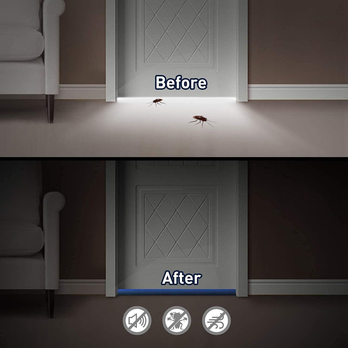 Door Protector- Door Draft Fabric Cover Guard Door Gap Sealer Protector Door Mounted Door Stopper Door Mounted Door Stopper Sound-Proof Reduce Noise Waterproof - Brown (Pack Of 2)
