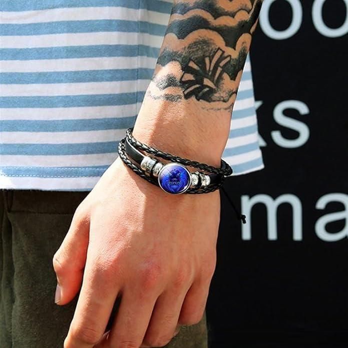 Guardian  Black Leather Adjustable Bracelet